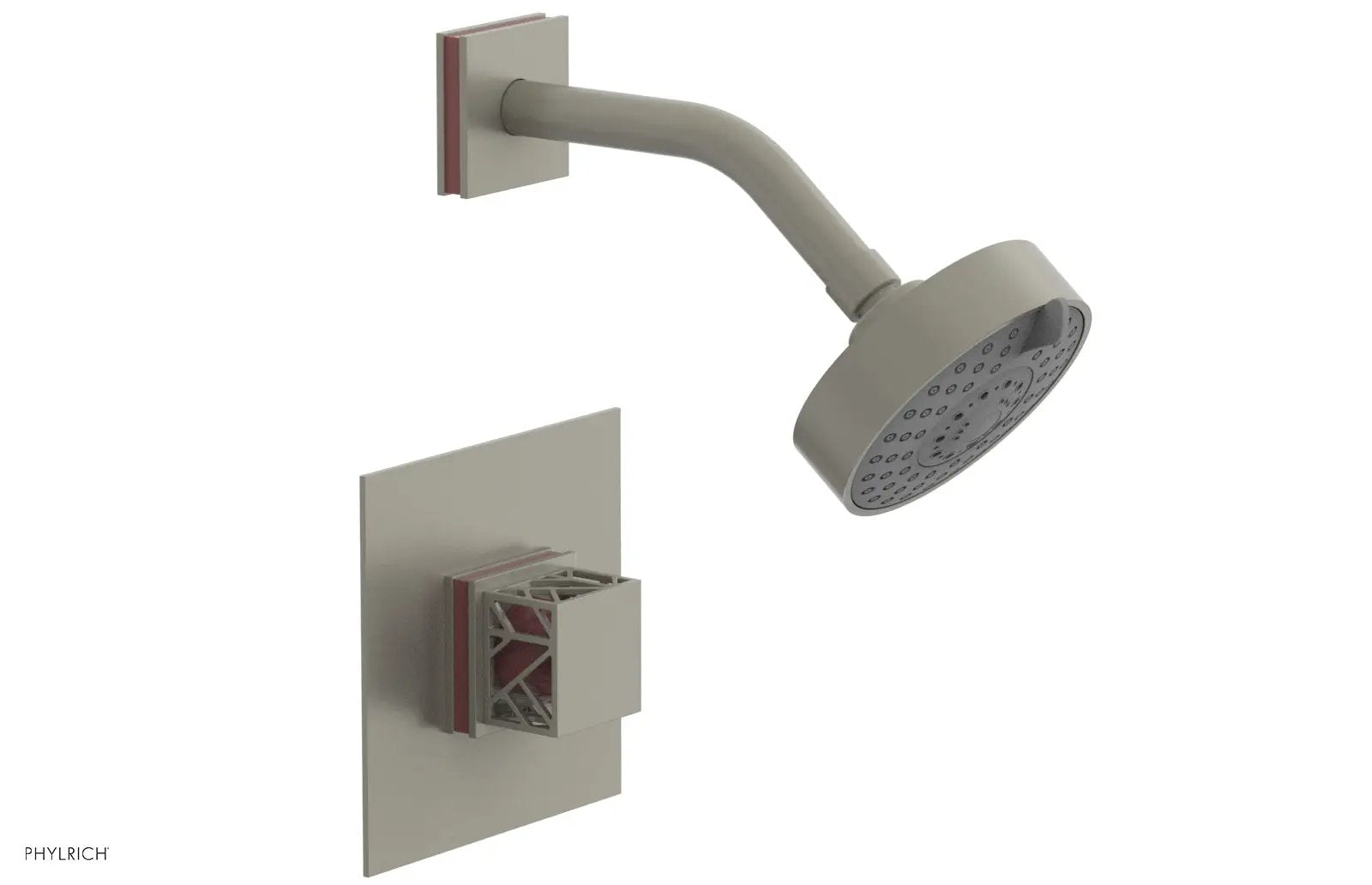 Phylrich JOLIE Pressure Balance Shower Set - Square Handle with "Pink" Accents by Phylrich