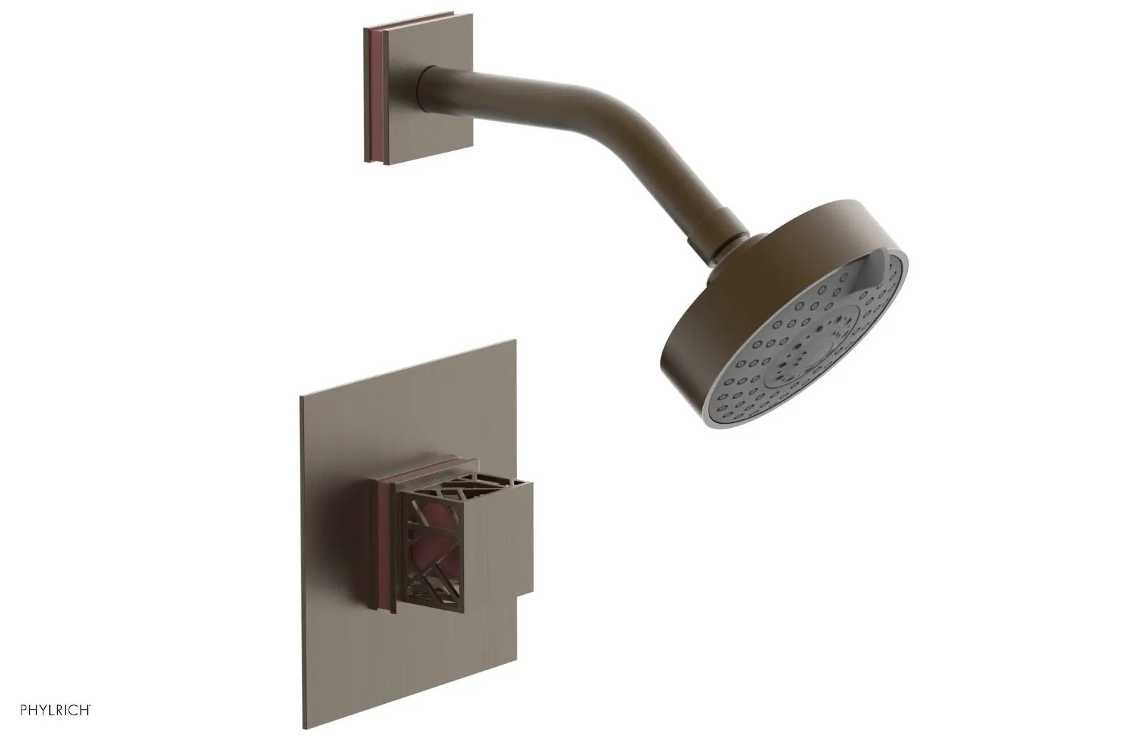 Phylrich JOLIE Pressure Balance Shower Set - Square Handle with "Pink" Accents by Phylrich
