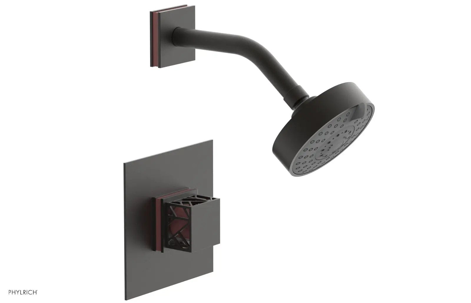 Phylrich JOLIE Pressure Balance Shower Set - Square Handle with "Pink" Accents by Phylrich