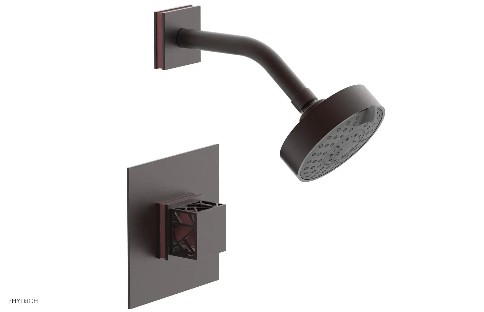 Phylrich JOLIE Pressure Balance Shower Set - Square Handle with "Pink" Accents by Phylrich