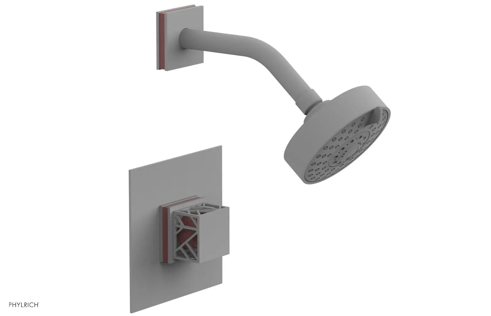 Phylrich JOLIE Pressure Balance Shower Set - Square Handle with "Pink" Accents by Phylrich