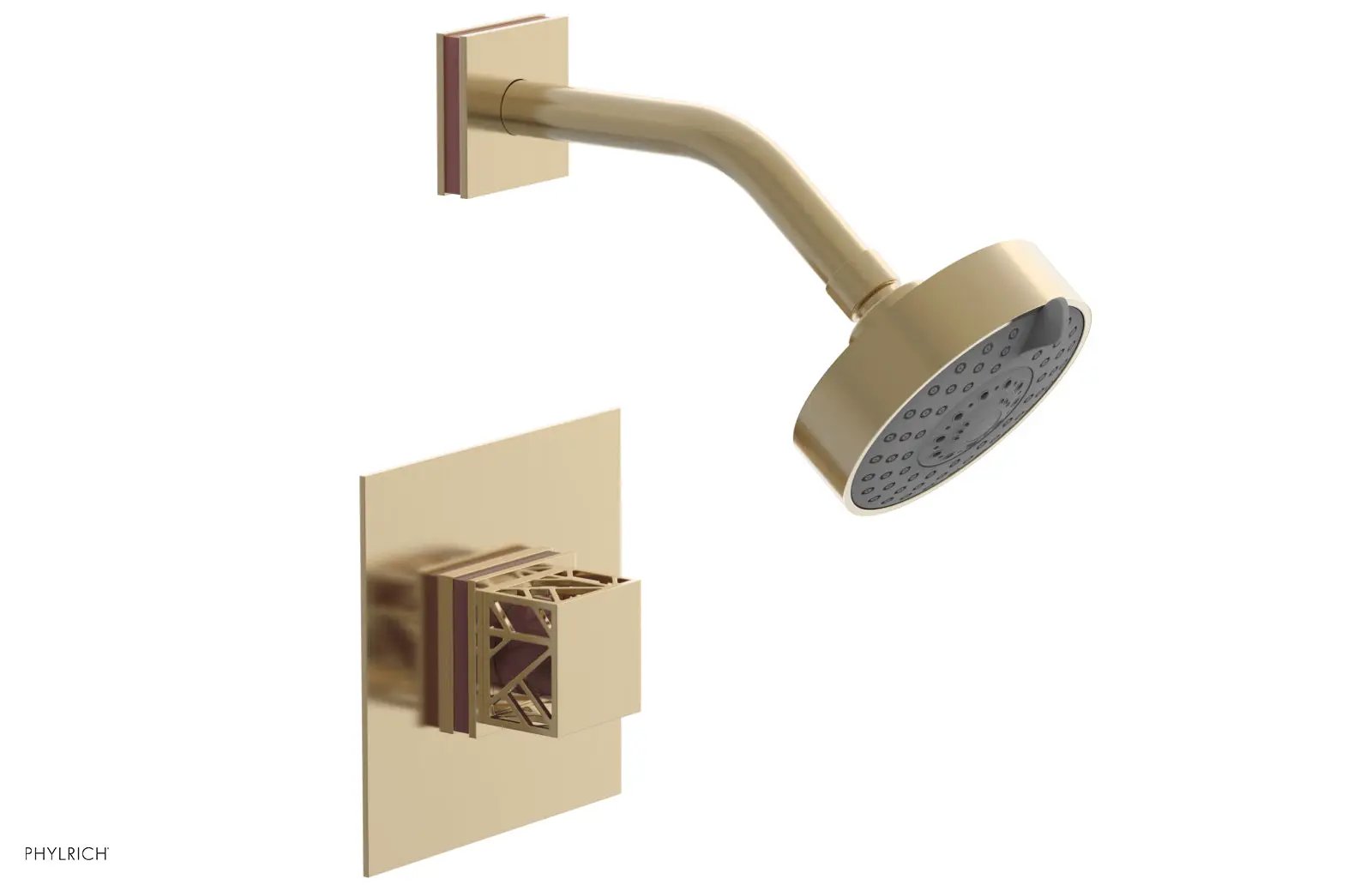 Phylrich JOLIE Pressure Balance Shower Set - Square Handle with "Pink" Accents by Phylrich