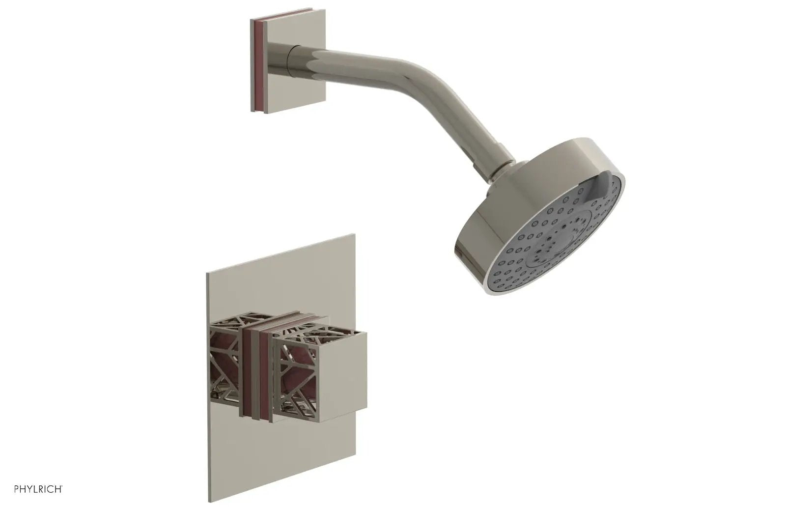 Phylrich JOLIE Pressure Balance Shower Set - Square Handle with "Pink" Accents by Phylrich