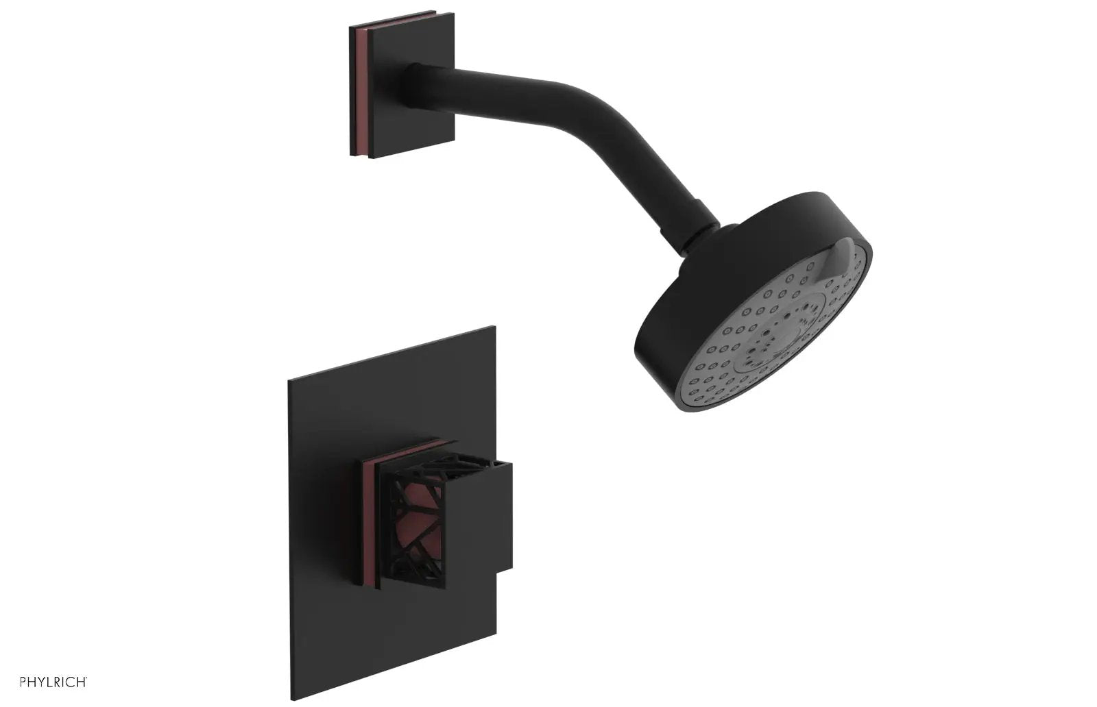 Phylrich JOLIE Pressure Balance Shower Set - Square Handle with "Pink" Accents by Phylrich