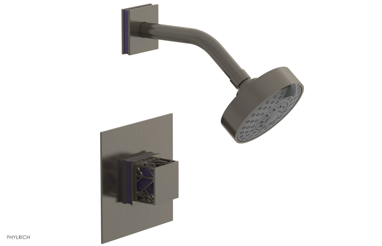 Phylrich JOLIE Pressure Balance Shower Set - Square Handle with "Purple" Accents
