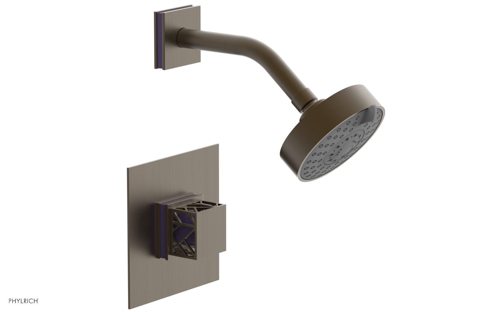 Phylrich JOLIE Pressure Balance Shower Set - Square Handle with "Purple" Accents