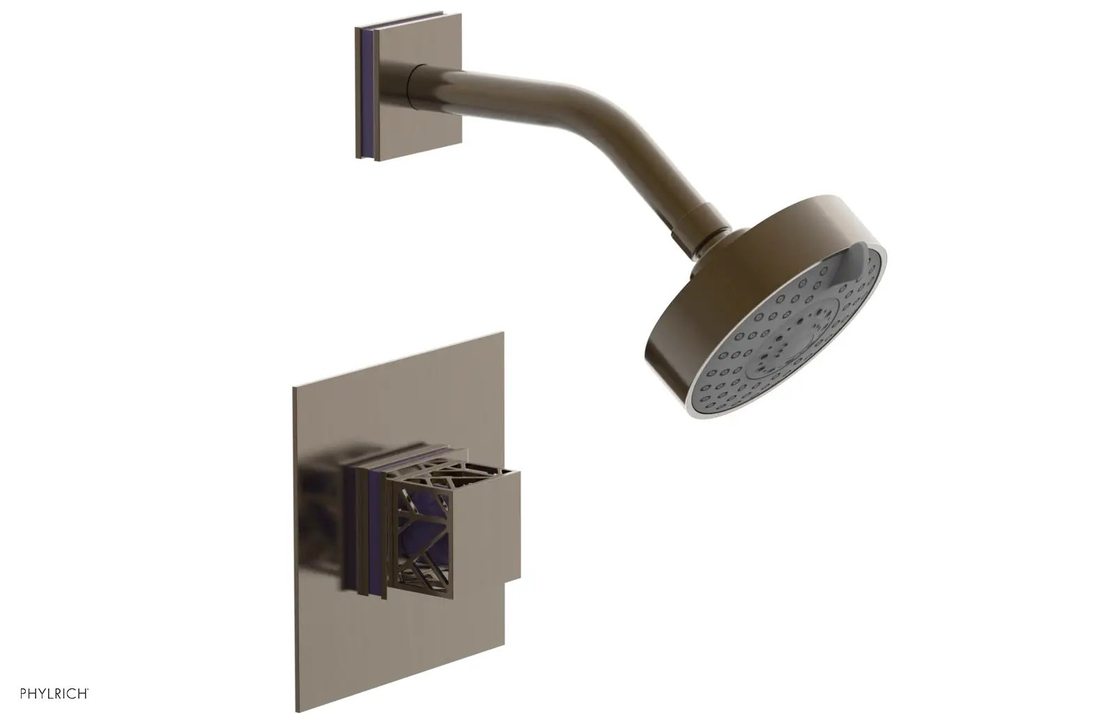 Phylrich JOLIE Pressure Balance Shower Set - Square Handle with "Purple" Accents by Phylrich