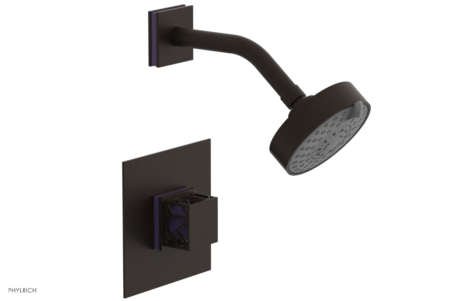 Phylrich JOLIE Pressure Balance Shower Set - Square Handle with "Purple" Accents