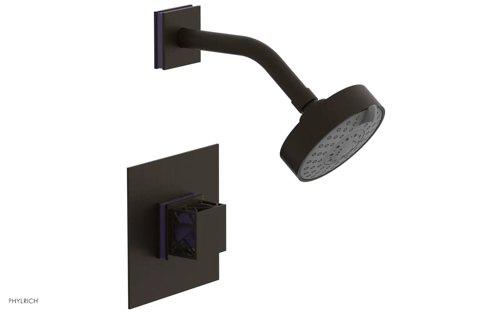 Phylrich JOLIE Pressure Balance Shower Set - Square Handle with "Purple" Accents by Phylrich