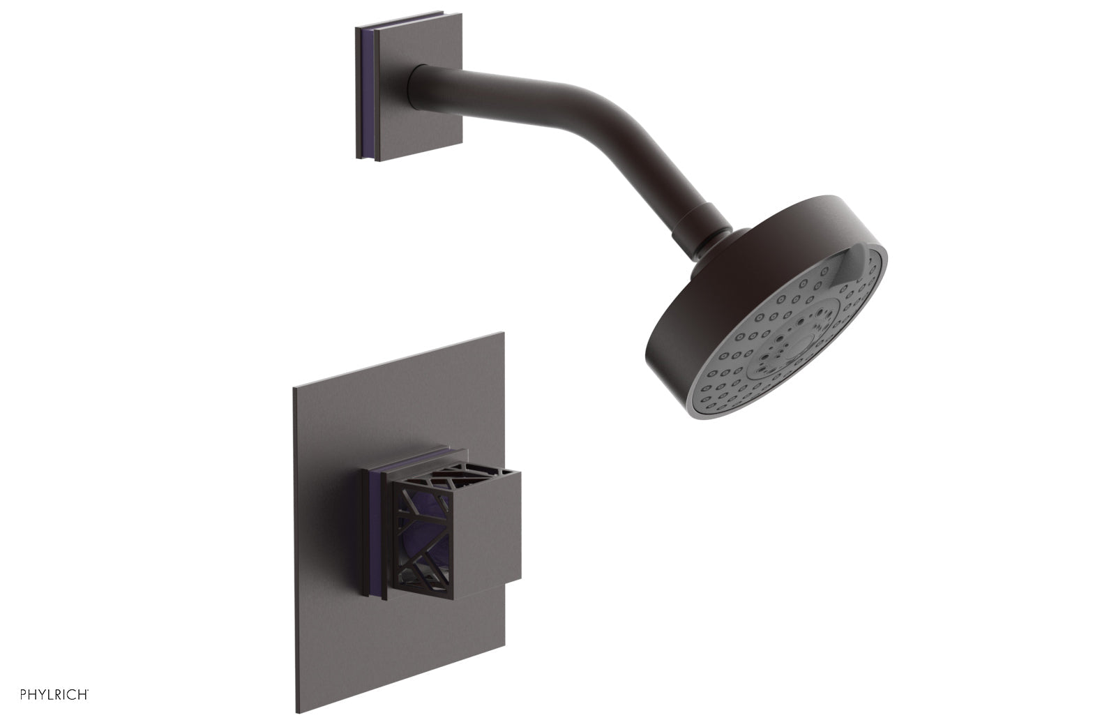 Phylrich JOLIE Pressure Balance Shower Set - Square Handle with "Purple" Accents