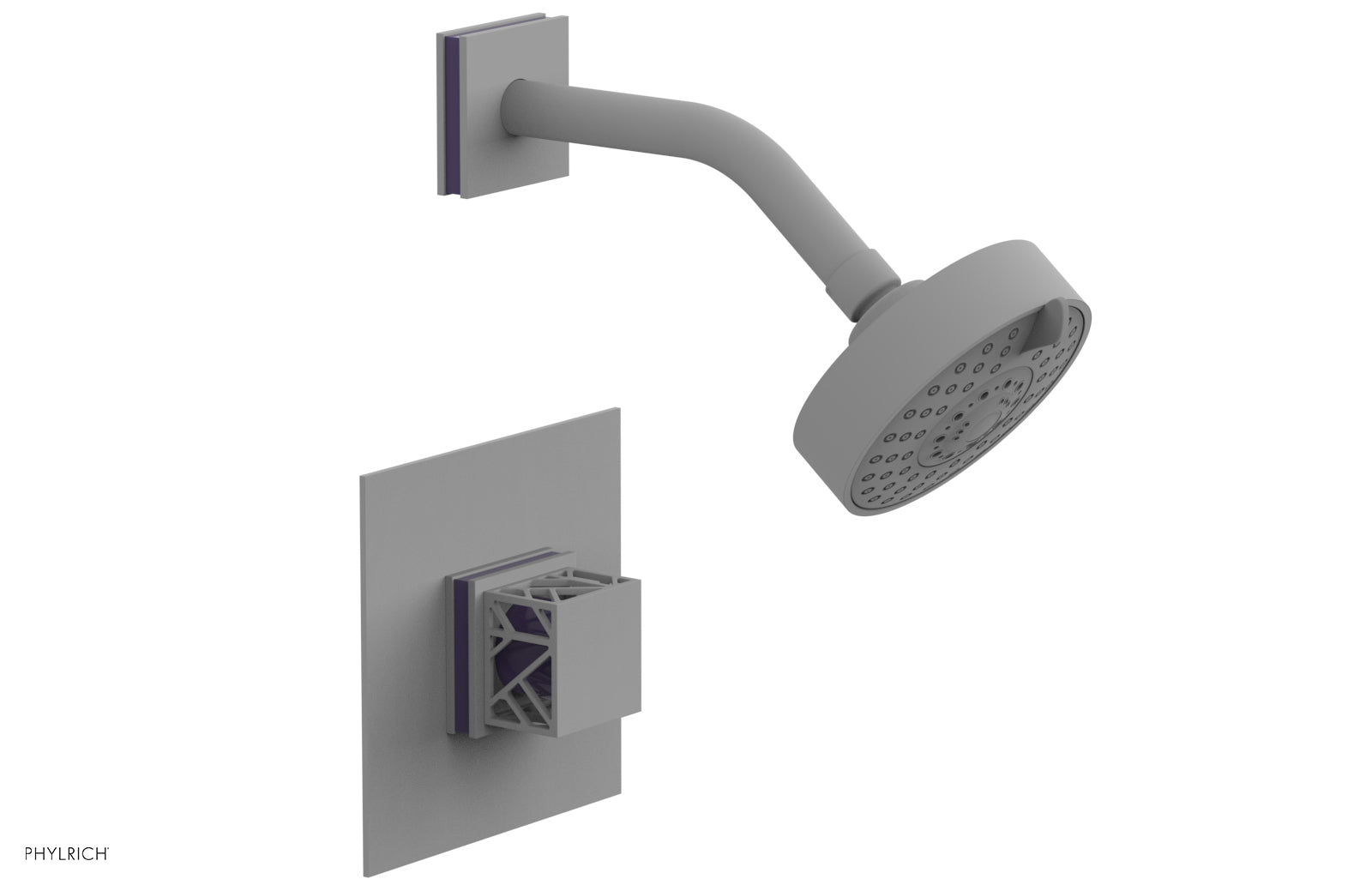 Phylrich JOLIE Pressure Balance Shower Set - Square Handle with "Purple" Accents