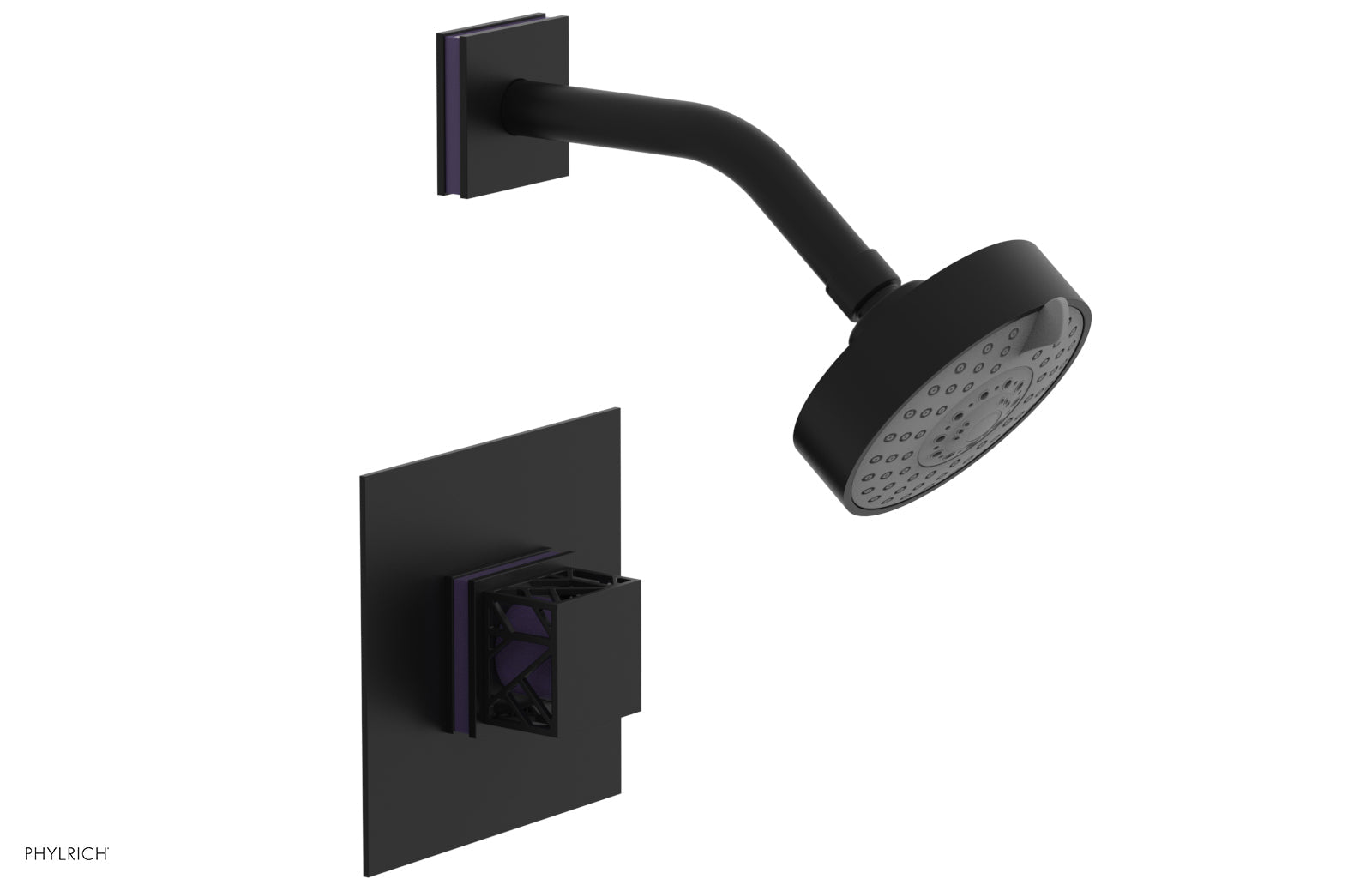 Phylrich JOLIE Pressure Balance Shower Set - Square Handle with "Purple" Accents