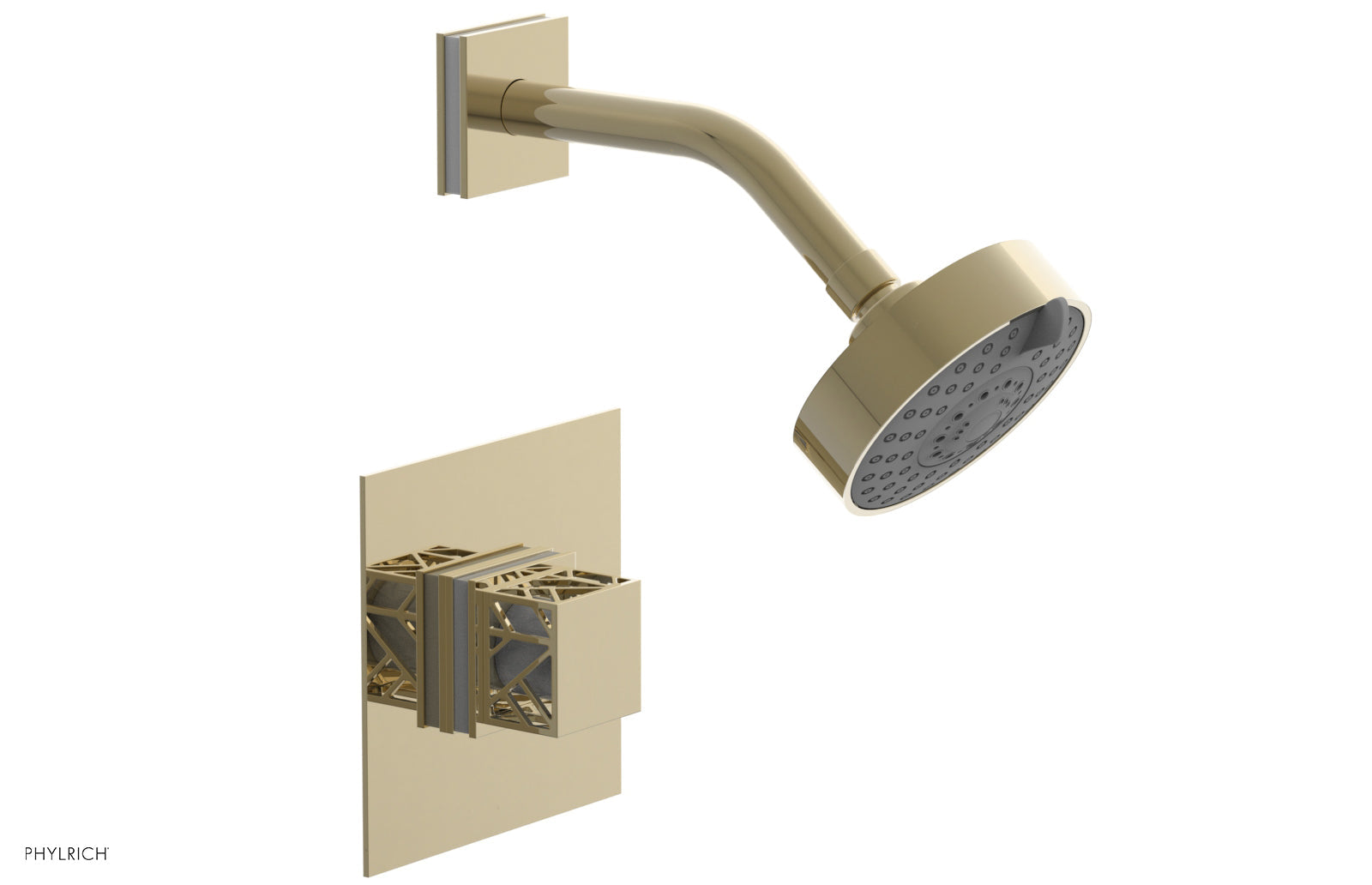 Phylrich JOLIE Pressure Balance Shower Set - Square Handle with "White" Accents by Phylrich
