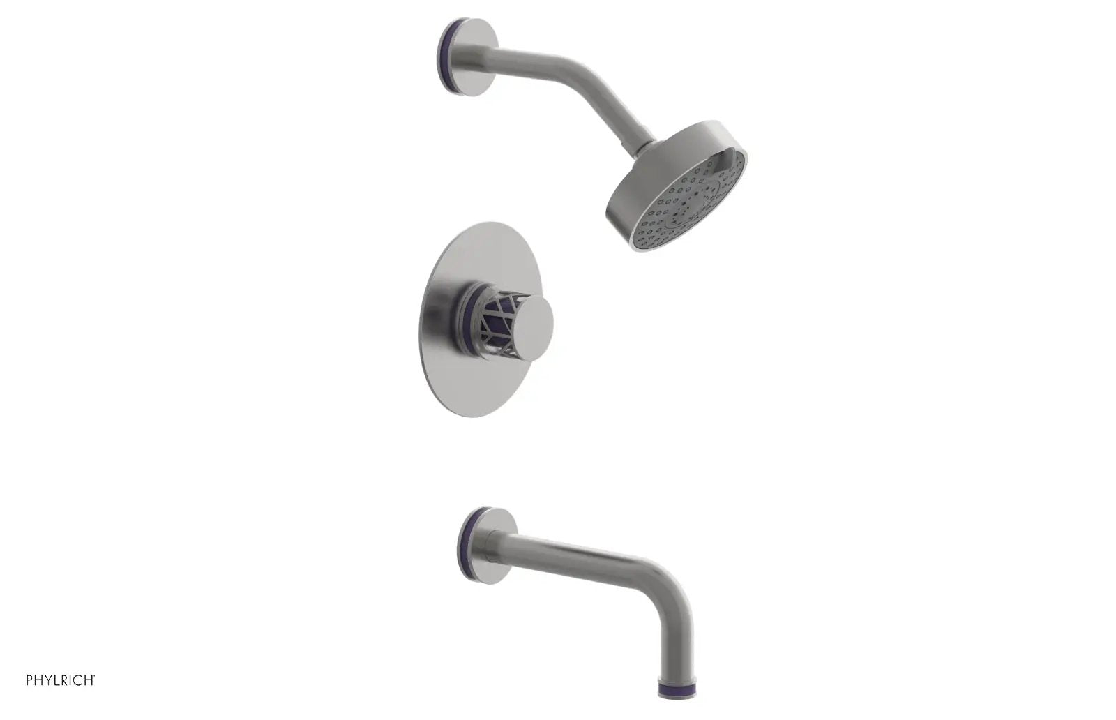 Phylrich JOLIE Pressure Balance Tub and Shower Set - Round Handle wth "Purple" Accents by Phylrich