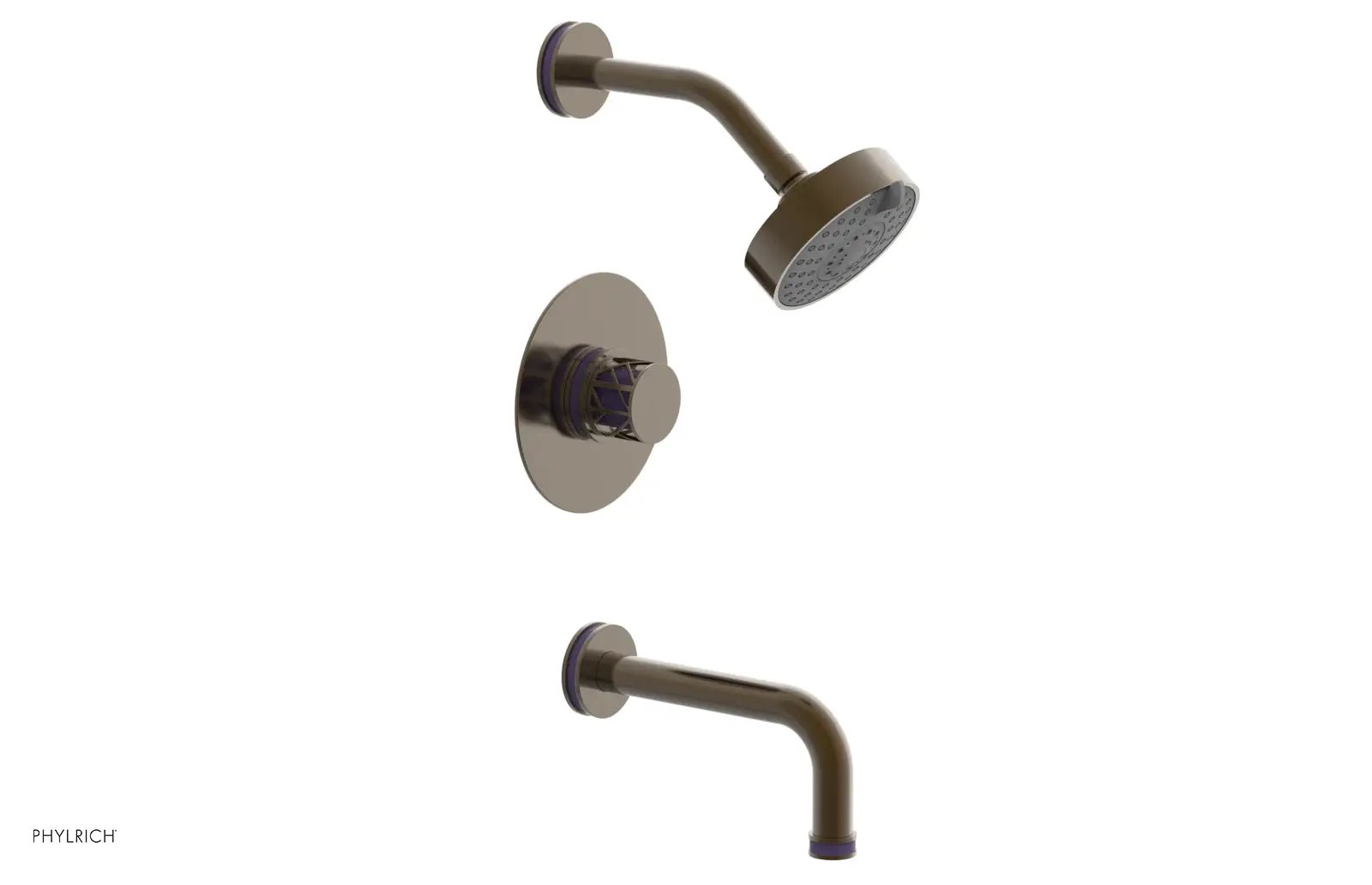 Phylrich JOLIE Pressure Balance Tub and Shower Set - Round Handle wth "Purple" Accents by Phylrich