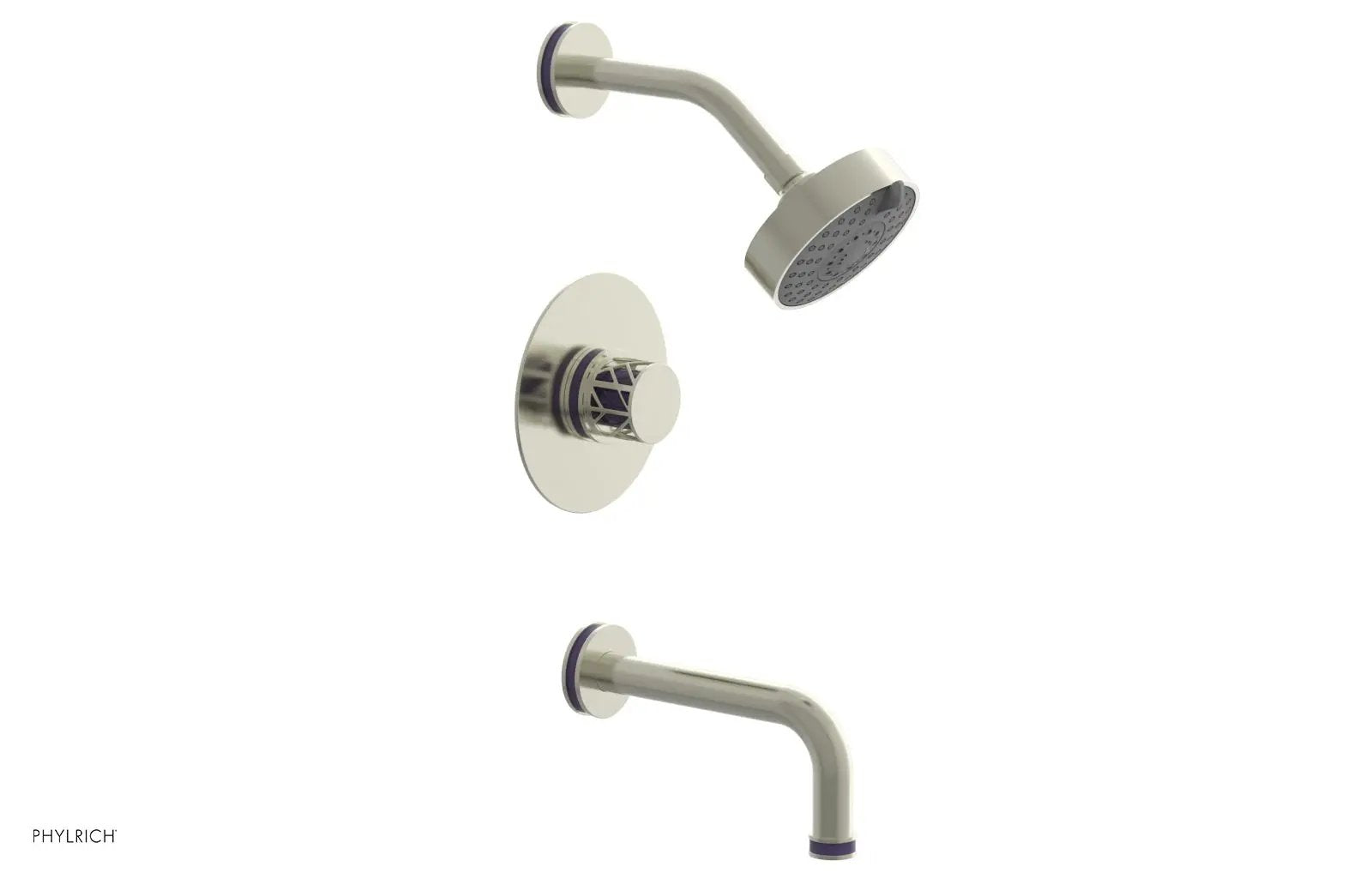 Phylrich JOLIE Pressure Balance Tub and Shower Set - Round Handle wth "Purple" Accents by Phylrich