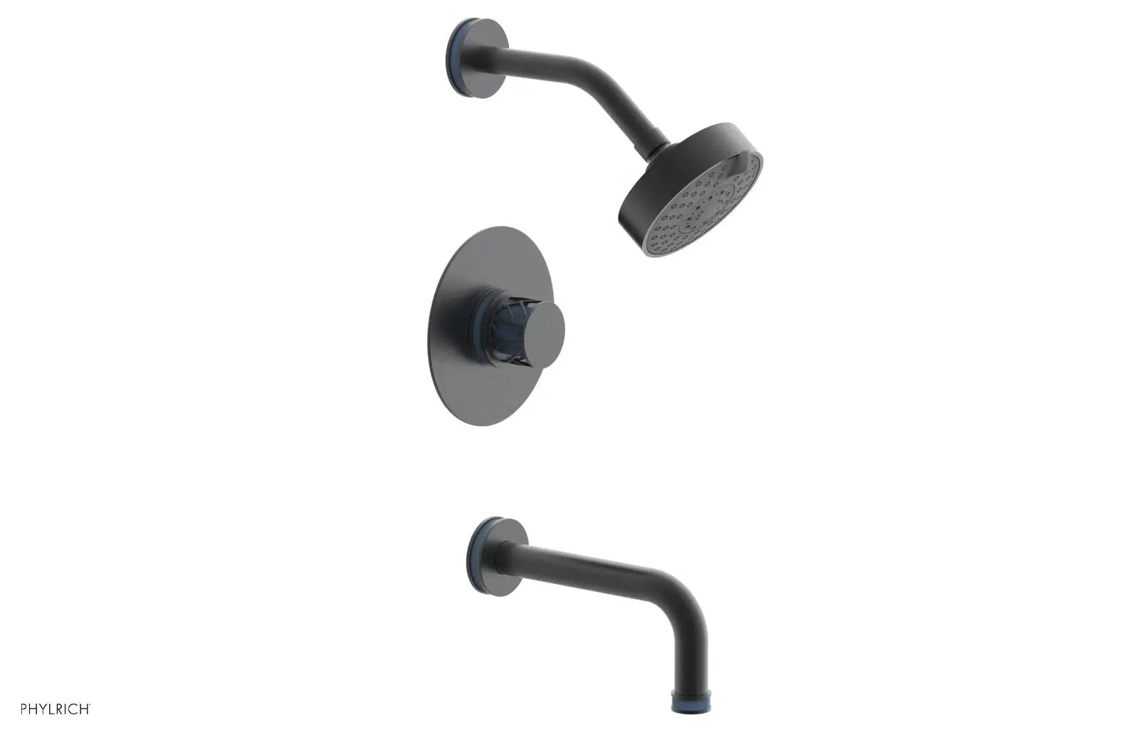 Phylrich JOLIE Pressure Balance Tub and Shower Set - Round Handle wth "Light Blue" Accents by Phylrich