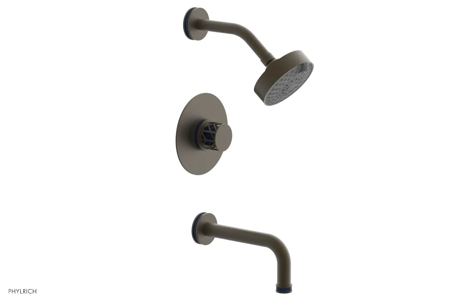 Phylrich JOLIE Pressure Balance Tub and Shower Set - Round Handle wth "Navy Blue" Accents by Phylrich