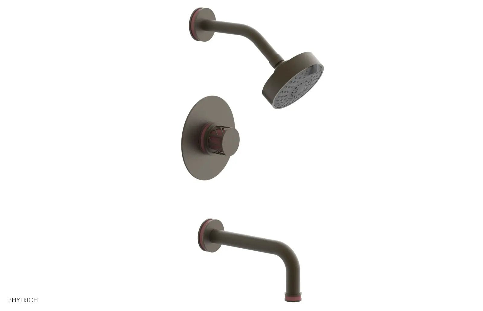 Phylrich JOLIE Pressure Balance Tub and Shower Set - Round Handle wth "Pink" Accents by Phylrich