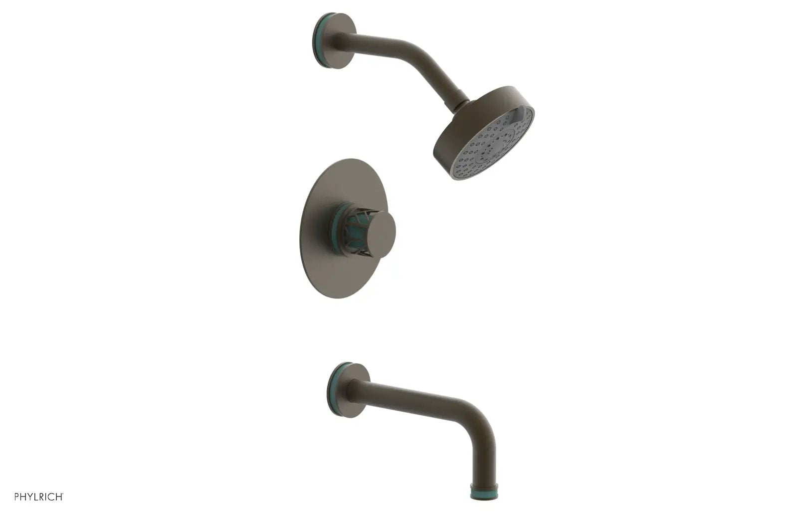 Phylrich JOLIE Pressure Balance Tub and Shower Set - Round Handle wth "Turquoise" Accents by Phylrich