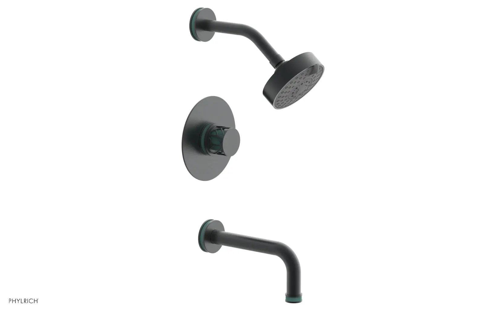 Phylrich JOLIE Pressure Balance Tub and Shower Set - Round Handle wth "Turquoise" Accents by Phylrich
