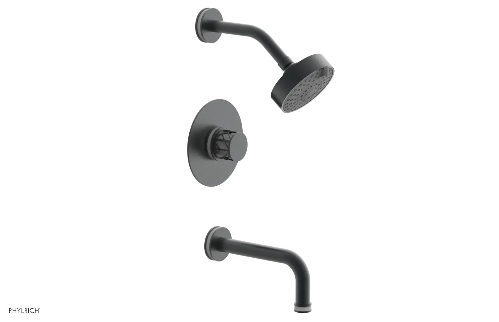 Phylrich JOLIE Pressure Balance Tub and Shower Set - Round Handle wth "White" Accents by Phylrich