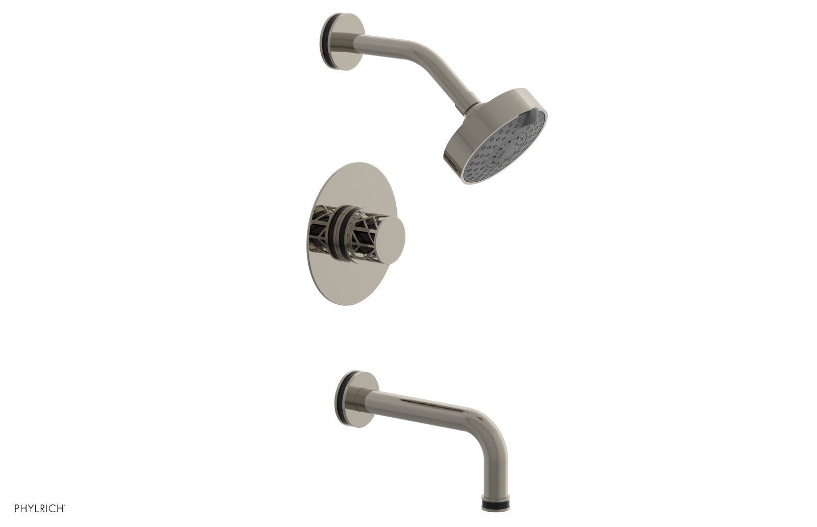 Phylrich JOLIE Pressure Balance Tub and Shower Set - Round Handle wth "Black" Accents by Phylrich