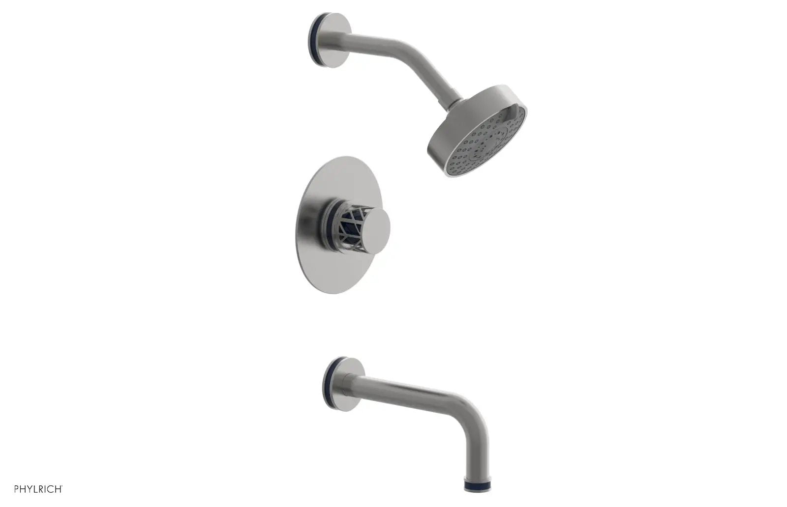 Phylrich JOLIE Pressure Balance Tub and Shower Set - Round Handle wth "Navy Blue" Accents by Phylrich