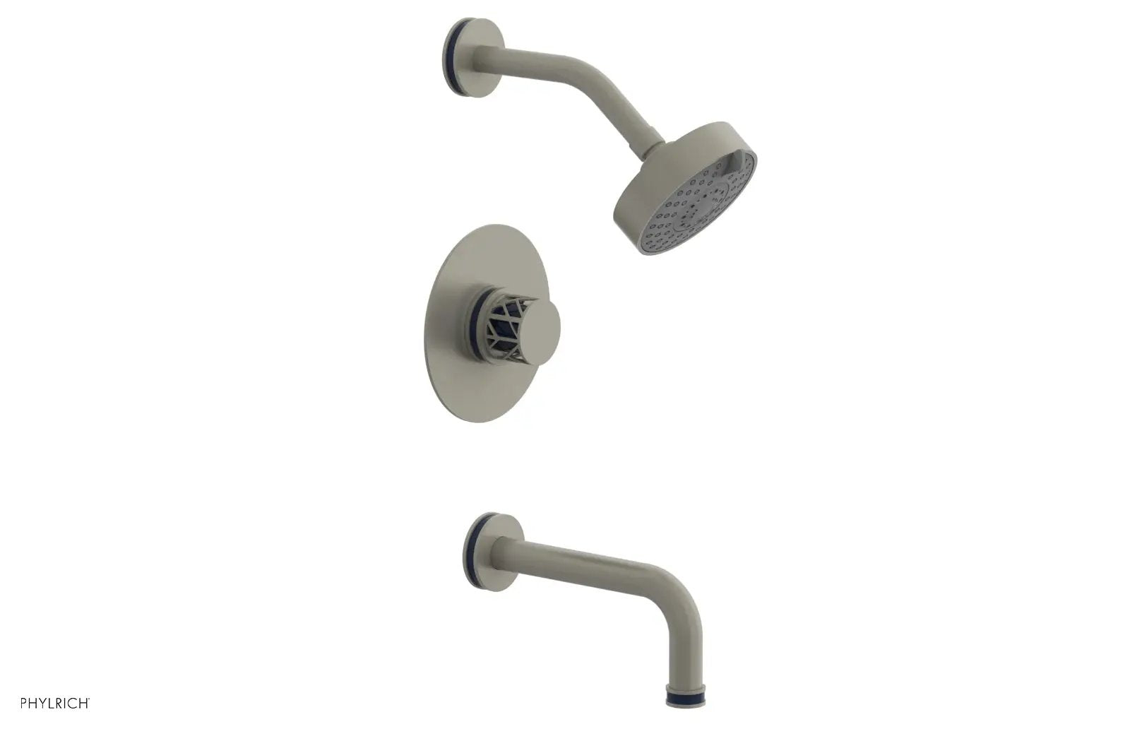 Phylrich JOLIE Pressure Balance Tub and Shower Set - Round Handle wth "Navy Blue" Accents by Phylrich