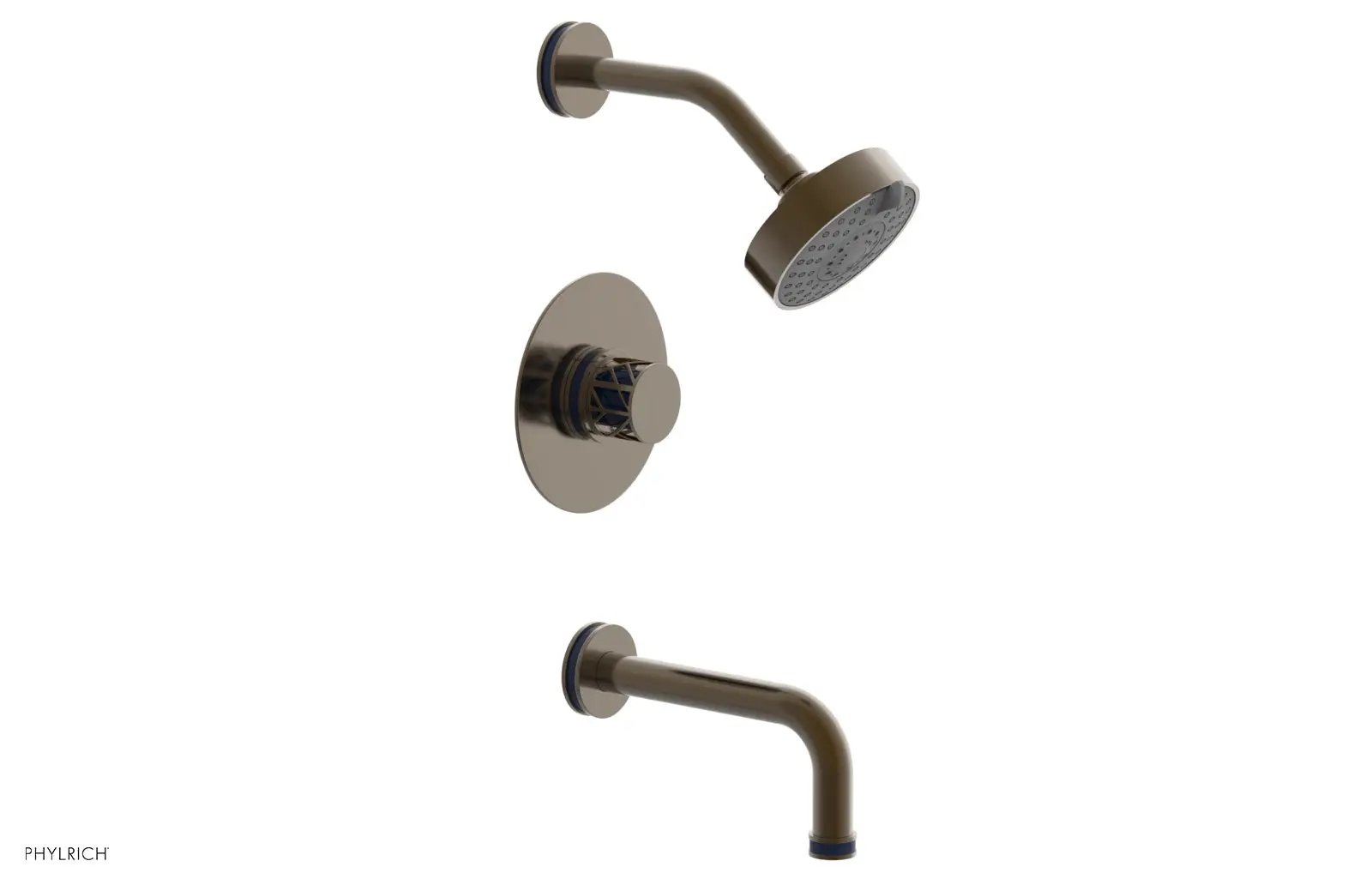 Phylrich JOLIE Pressure Balance Tub and Shower Set - Round Handle wth "Navy Blue" Accents by Phylrich