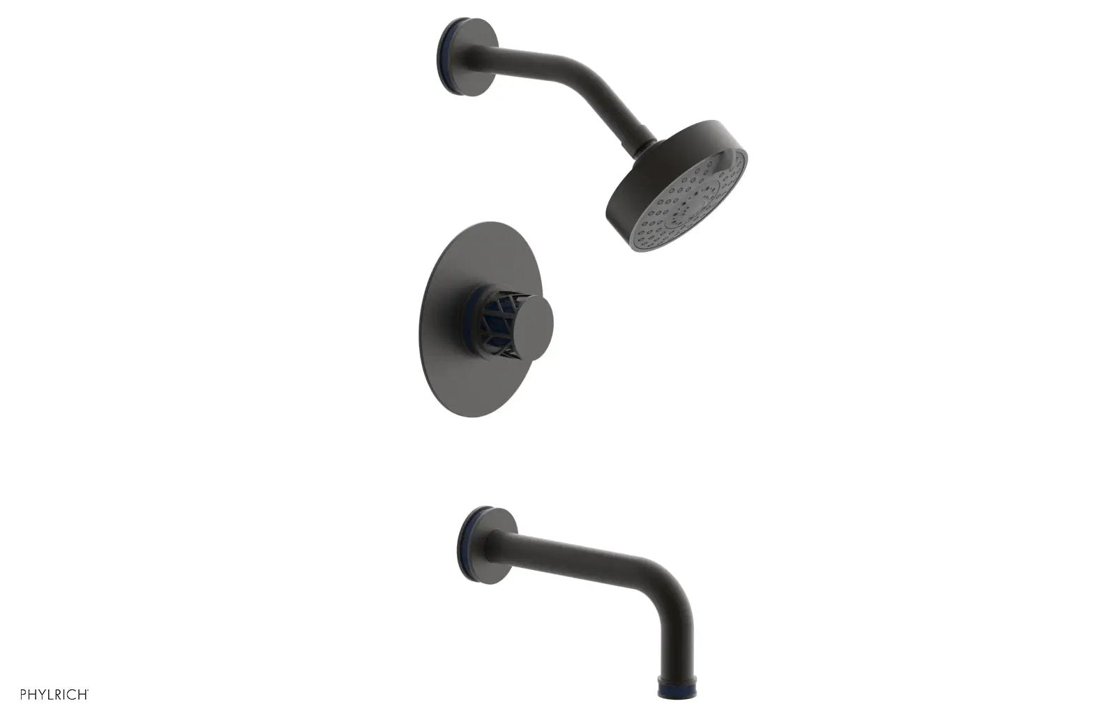 Phylrich JOLIE Pressure Balance Tub and Shower Set - Round Handle wth "Navy Blue" Accents by Phylrich