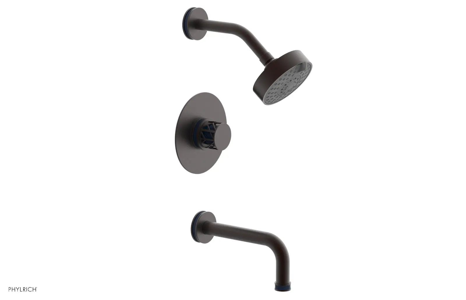 Phylrich JOLIE Pressure Balance Tub and Shower Set - Round Handle wth "Navy Blue" Accents by Phylrich