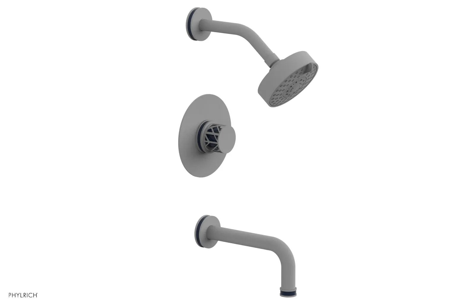 Phylrich JOLIE Pressure Balance Tub and Shower Set - Round Handle wth "Navy Blue" Accents by Phylrich