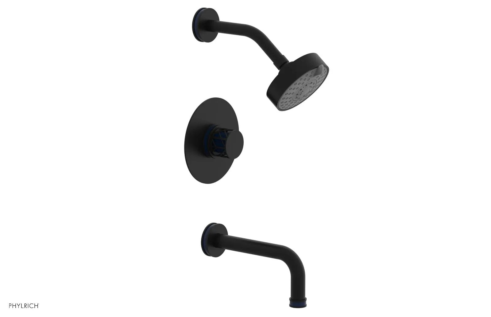 Phylrich JOLIE Pressure Balance Tub and Shower Set - Round Handle wth "Navy Blue" Accents by Phylrich