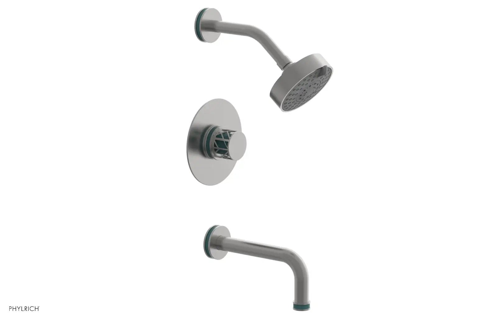 Phylrich JOLIE Pressure Balance Tub and Shower Set - Round Handle wth "Turquoise" Accents by Phylrich