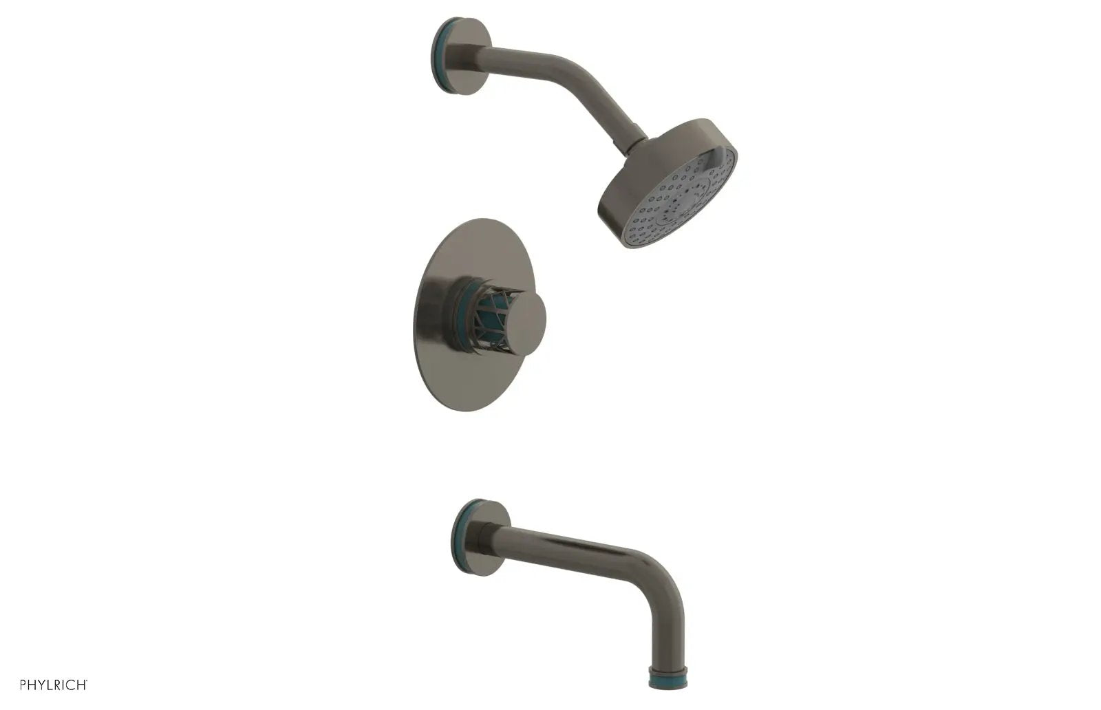 Phylrich JOLIE Pressure Balance Tub and Shower Set - Round Handle wth "Turquoise" Accents by Phylrich