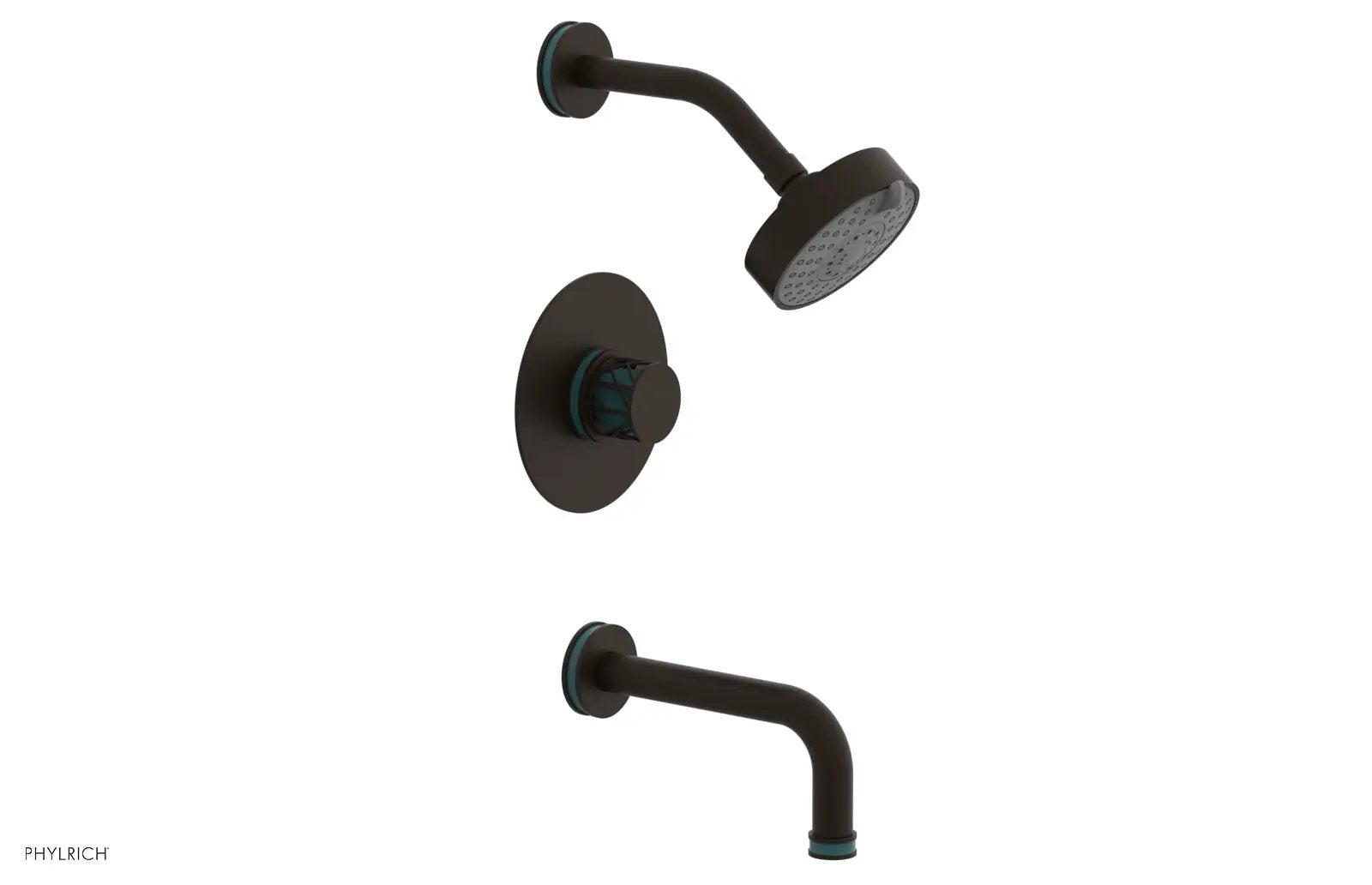 Phylrich JOLIE Pressure Balance Tub and Shower Set - Round Handle wth "Turquoise" Accents by Phylrich