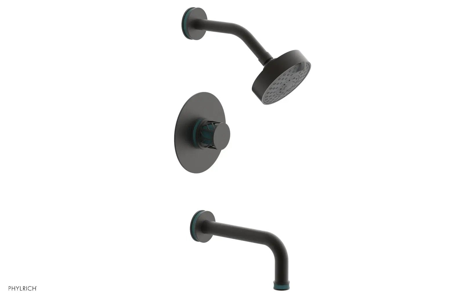 Phylrich JOLIE Pressure Balance Tub and Shower Set - Round Handle wth "Turquoise" Accents by Phylrich