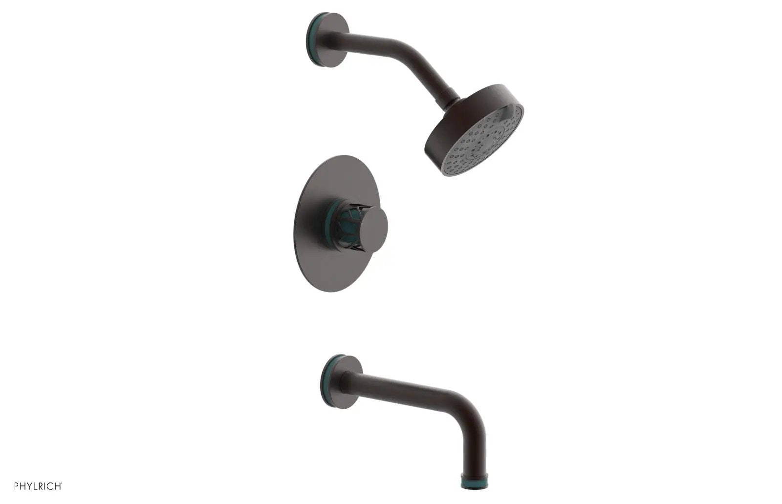 Phylrich JOLIE Pressure Balance Tub and Shower Set - Round Handle wth "Turquoise" Accents by Phylrich