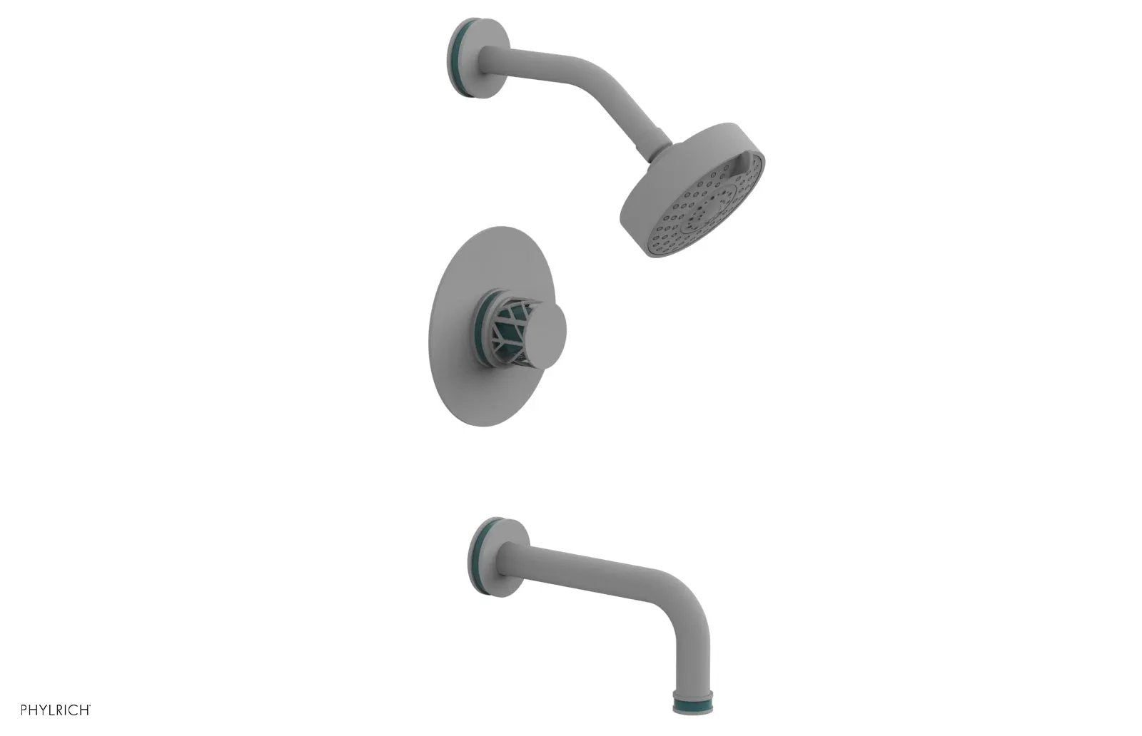Phylrich JOLIE Pressure Balance Tub and Shower Set - Round Handle wth "Turquoise" Accents by Phylrich