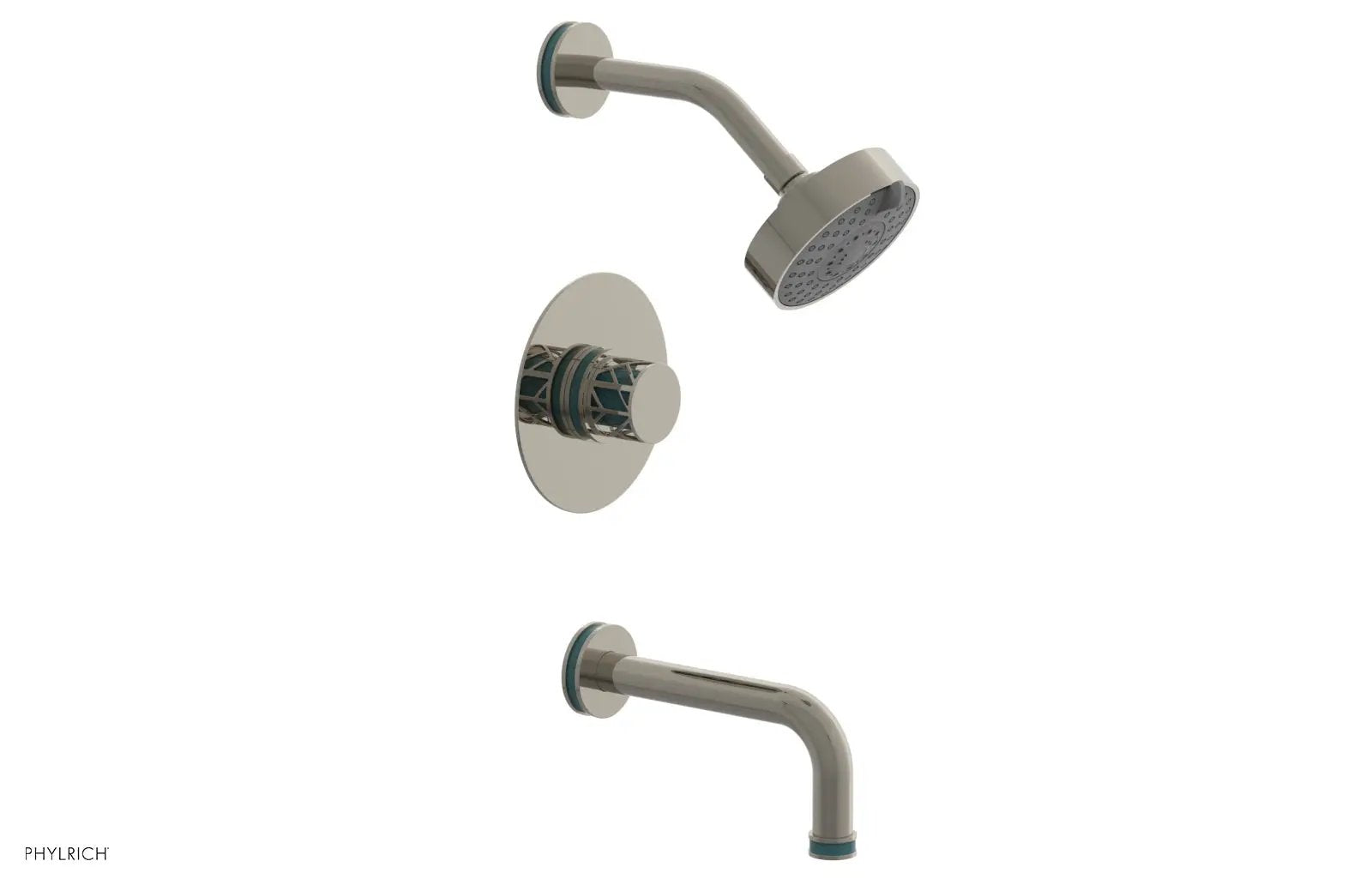 Phylrich JOLIE Pressure Balance Tub and Shower Set - Round Handle wth "Turquoise" Accents by Phylrich