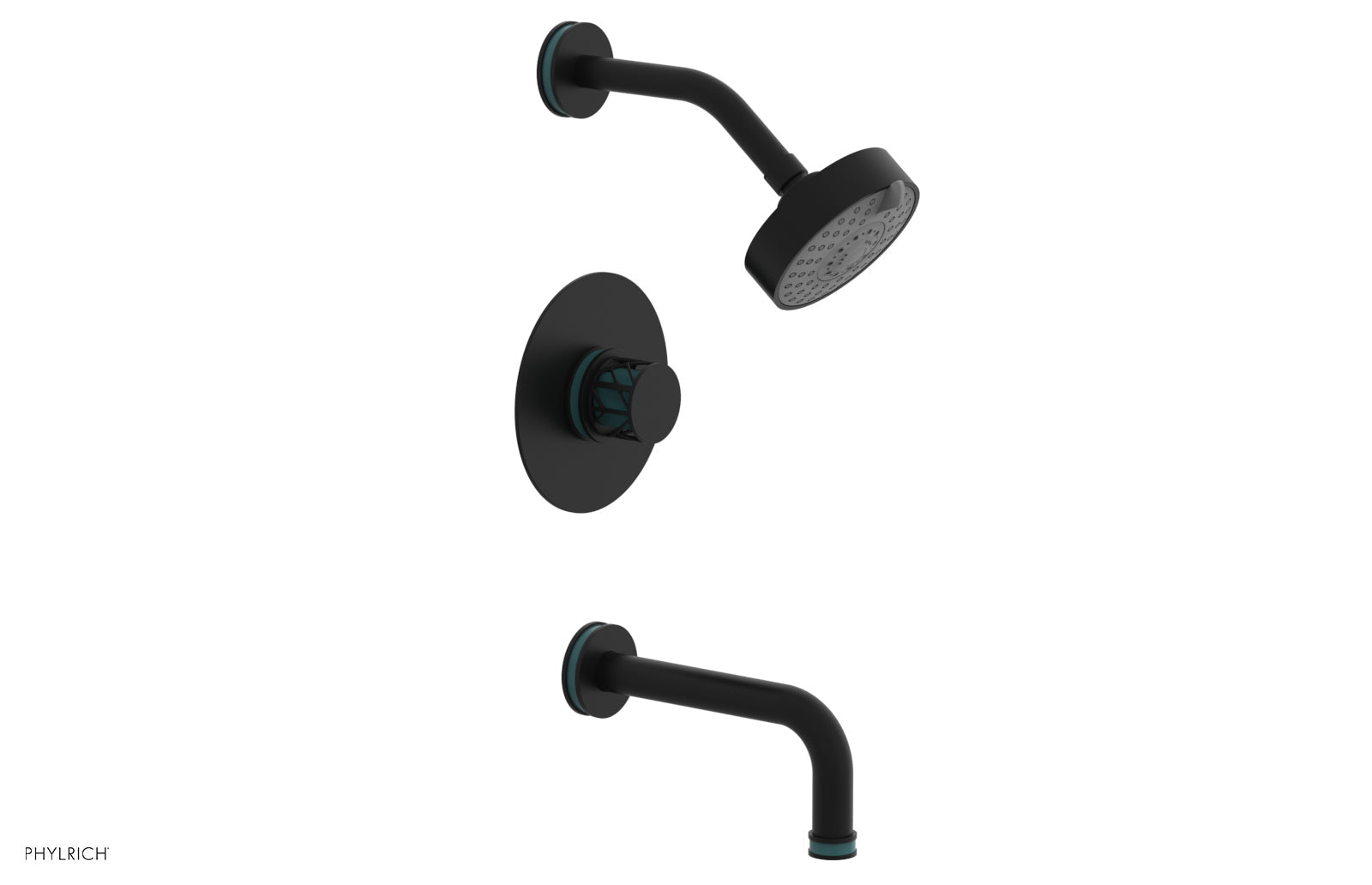Phylrich JOLIE Pressure Balance Tub and Shower Set - Round Handle wth "Turquoise" Accents by Phylrich