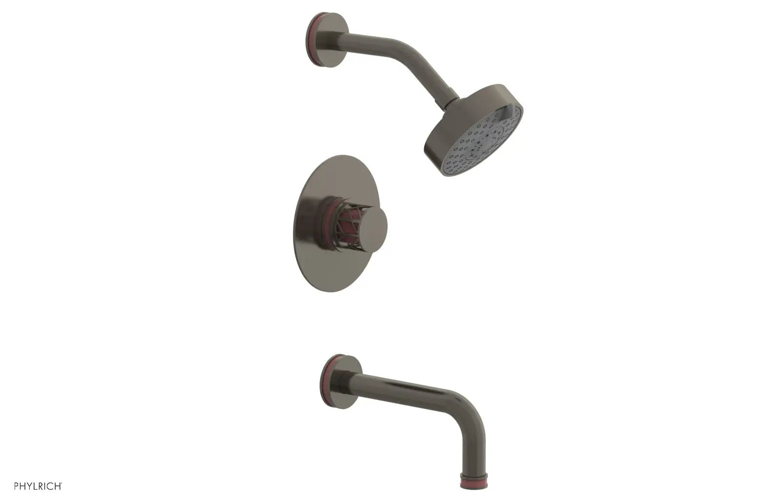 Phylrich JOLIE Pressure Balance Tub and Shower Set - Round Handle wth "Pink" Accents by Phylrich