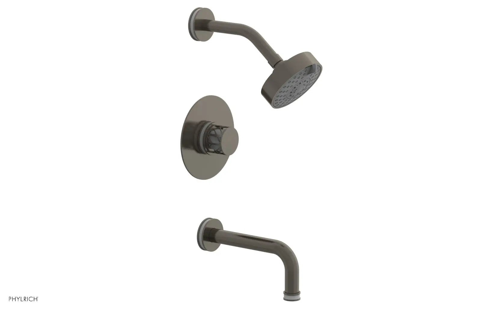 Phylrich JOLIE Pressure Balance Tub and Shower Set - Round Handle wth "White" Accents by Phylrich