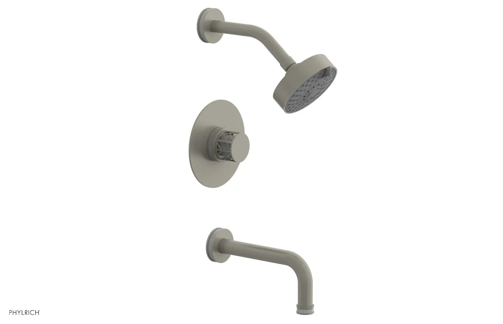 Phylrich JOLIE Pressure Balance Tub and Shower Set - Round Handle wth "White" Accents by Phylrich
