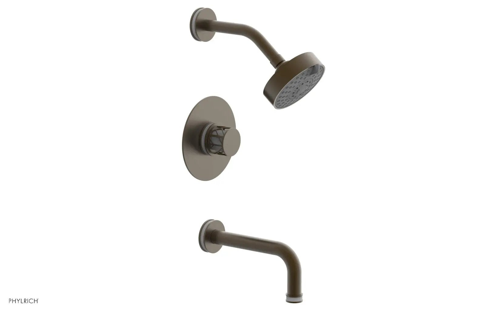 Phylrich JOLIE Pressure Balance Tub and Shower Set - Round Handle wth "White" Accents by Phylrich