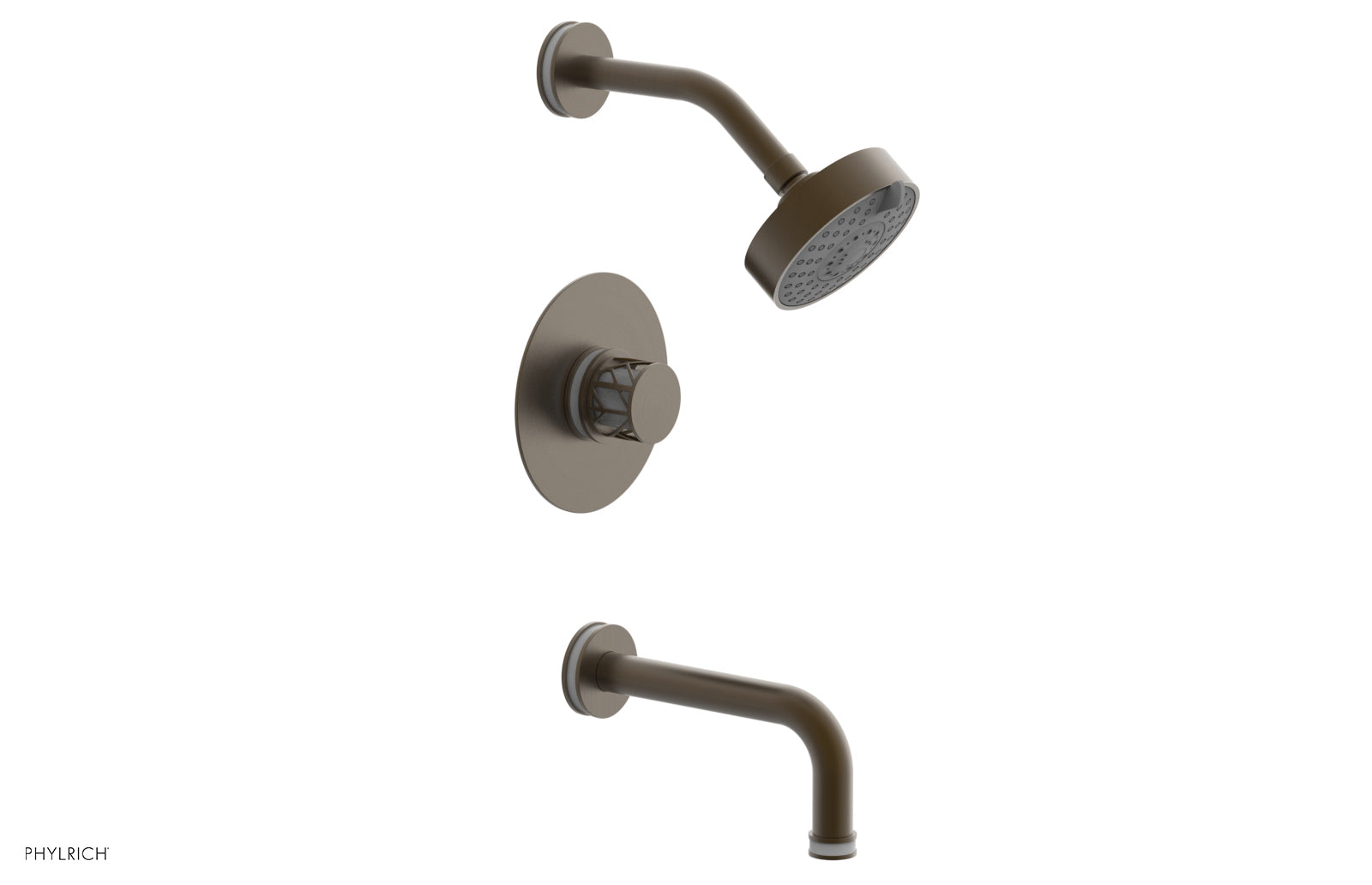 Phylrich JOLIE Pressure Balance Tub and Shower Set - Round Handle wth "White" Accents