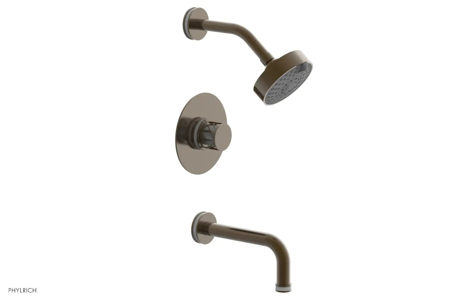Phylrich JOLIE Pressure Balance Tub and Shower Set - Round Handle wth "White" Accents by Phylrich