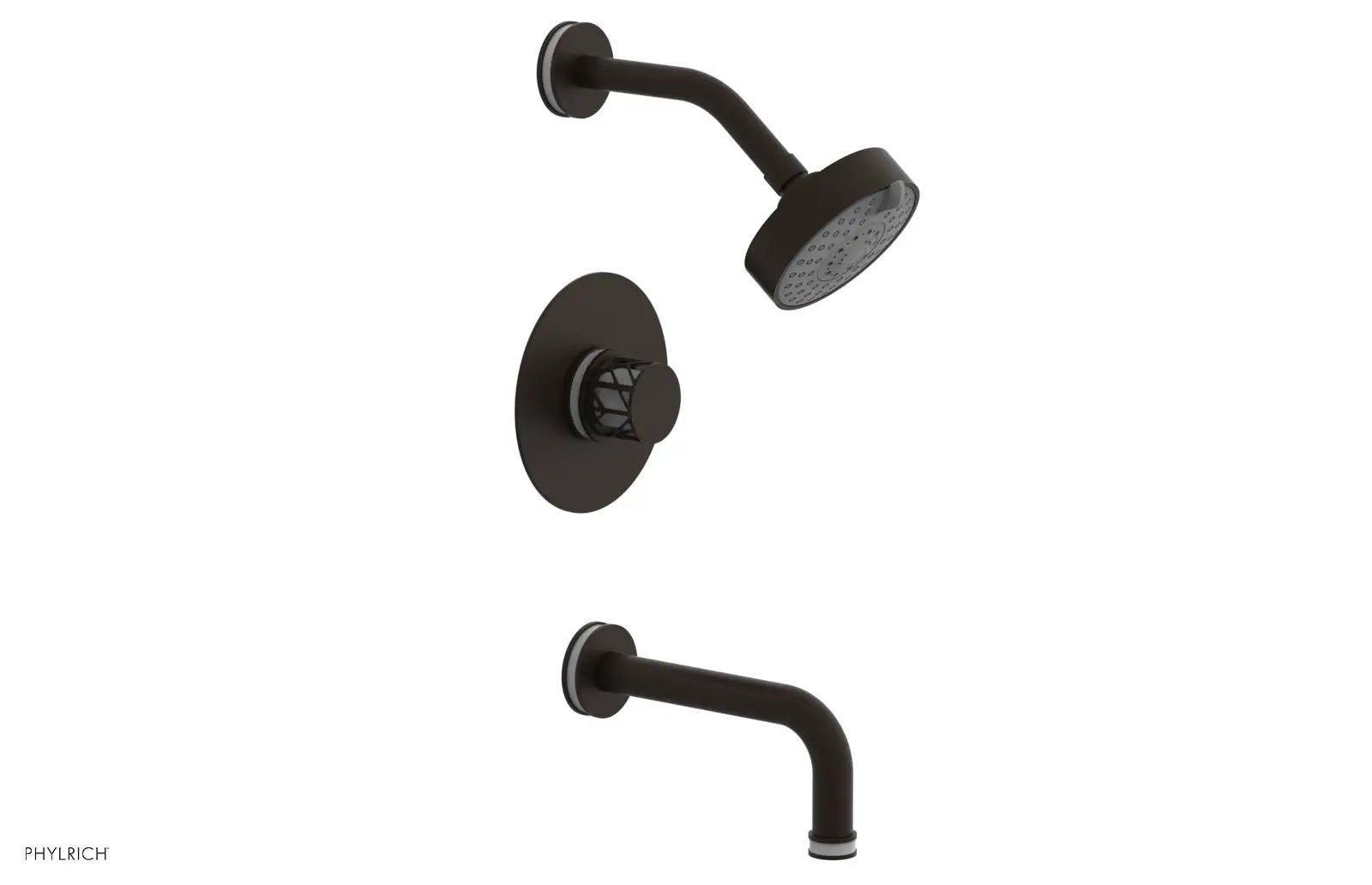 Phylrich JOLIE Pressure Balance Tub and Shower Set - Round Handle wth "White" Accents by Phylrich