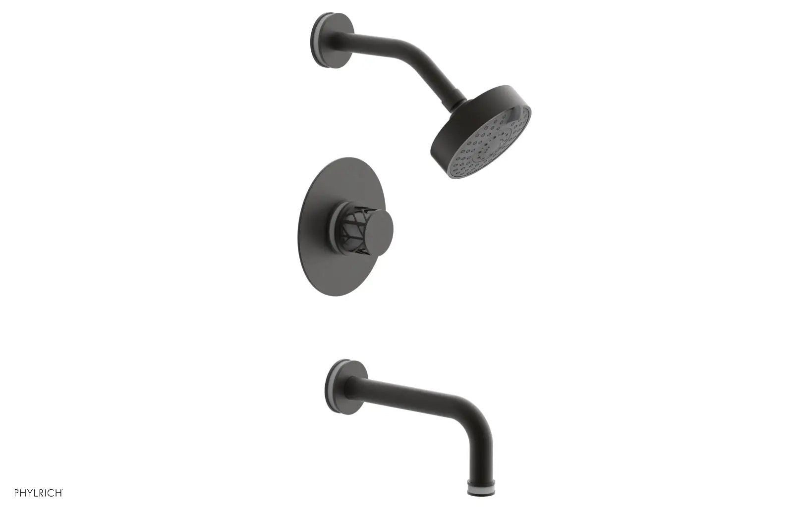 Phylrich JOLIE Pressure Balance Tub and Shower Set - Round Handle wth "White" Accents by Phylrich
